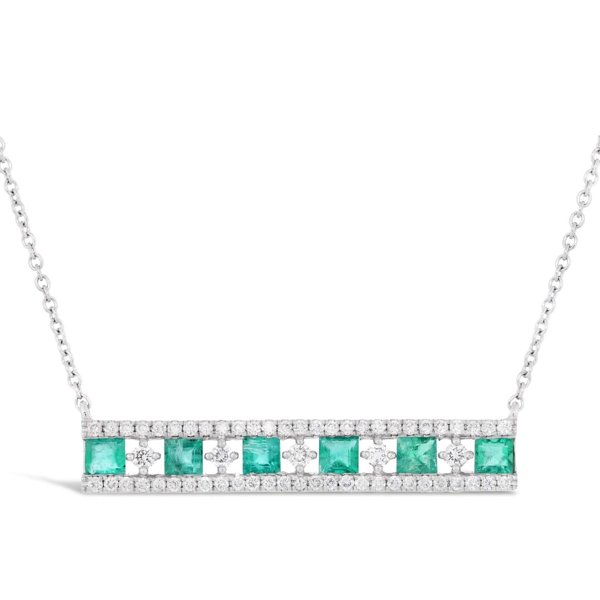 Emerald & Diamond Bar Necklace