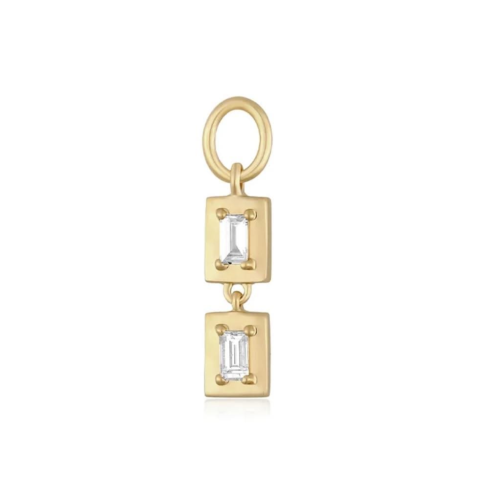 EF COLLECTION Single Double Baguette Diamond Huggie Charm
