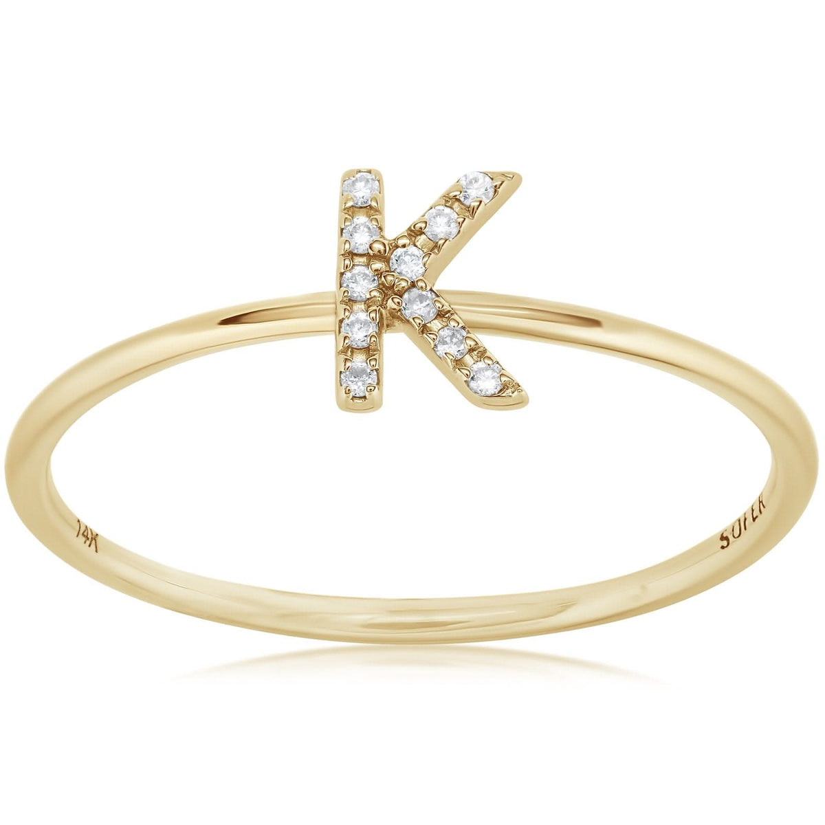 Diamond Initial 'K' Ring