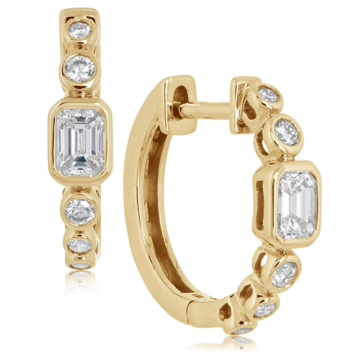 Bezel Set Diamond Hoops