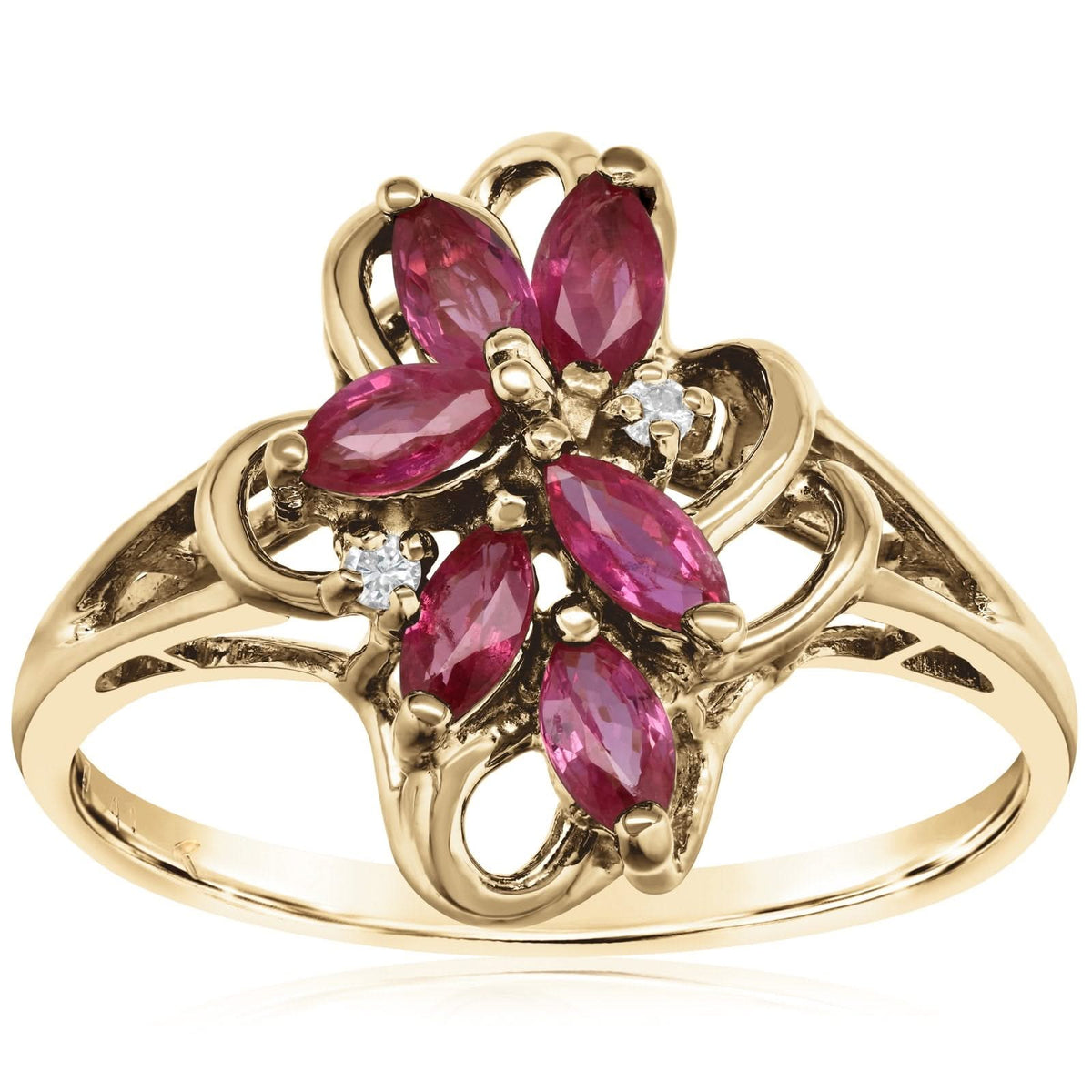 Estate Marquise Cut Pink Sapphire & Diamond Ring
