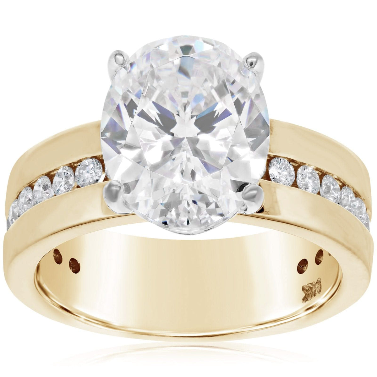 Wide Band Engagement Ring Setting with Channel Set Diamonds