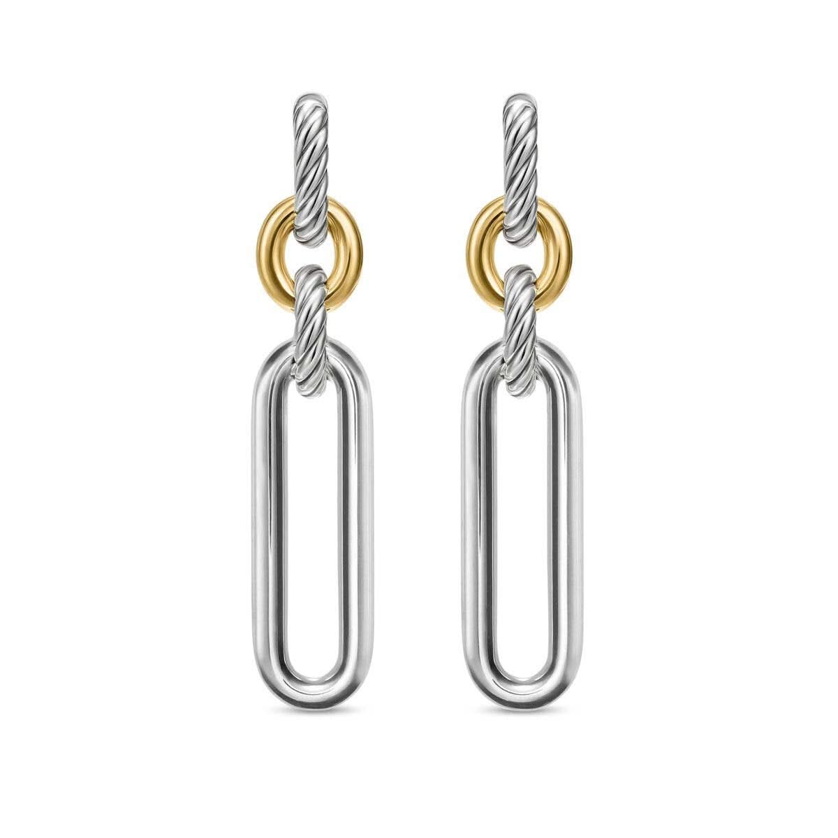 DAVID YURMAN Lexington Double Link Drop Earrings in Sterling Silver with 18K Yellow Gold, 54mm