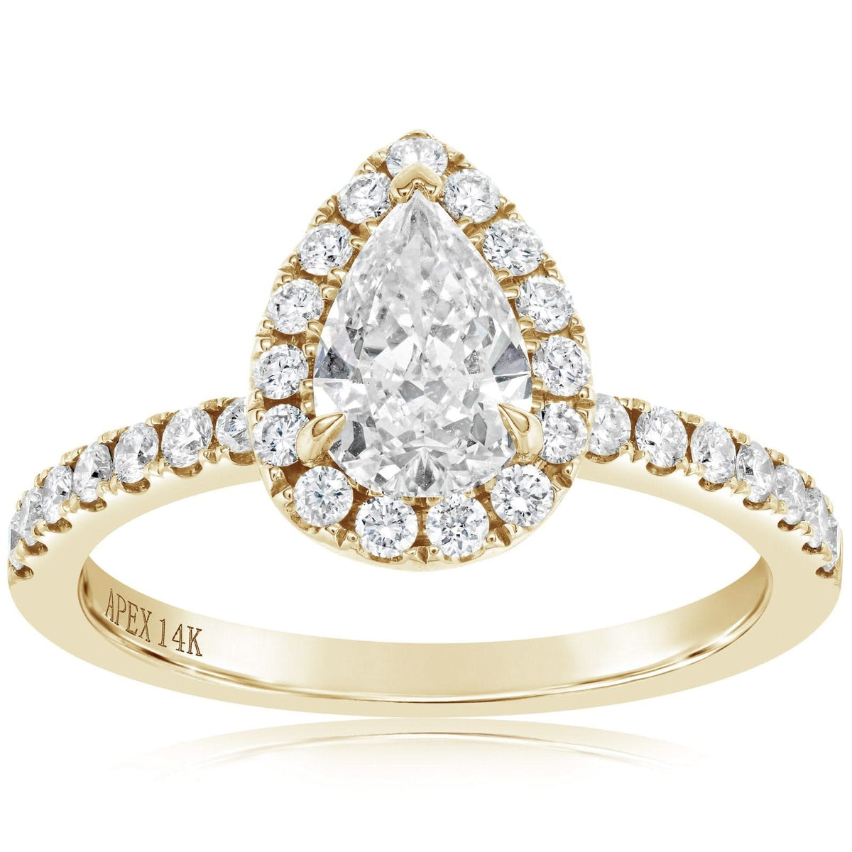 Complete Pear Shape Halo Diamond Ring