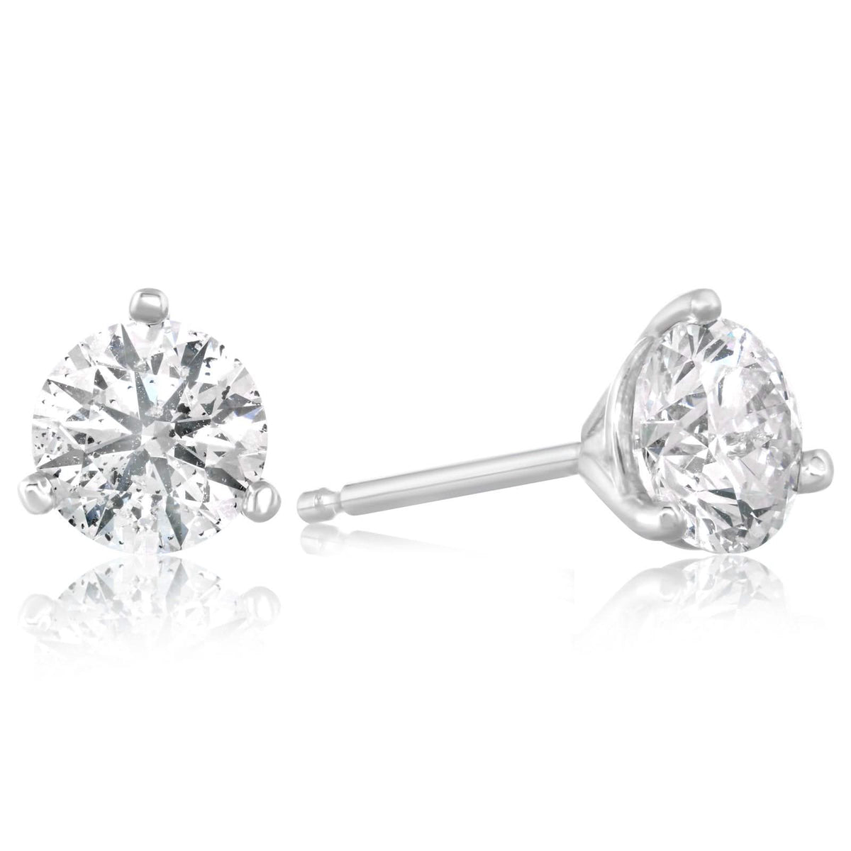 Estate Round Brilliant Cut Diamond Stud Earrings