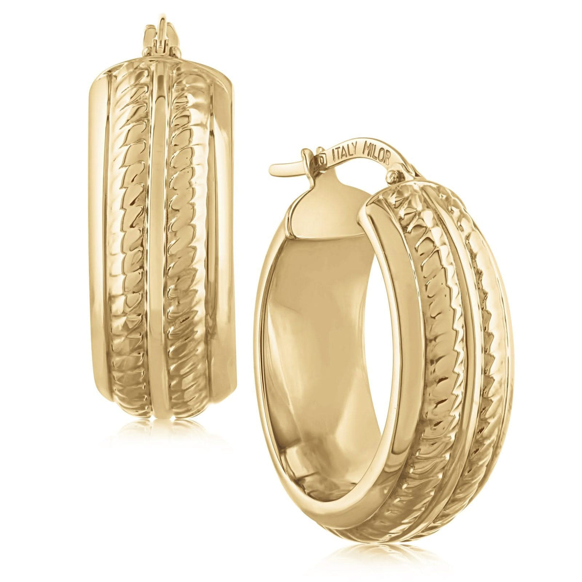 Estate Braided Texture Oval Hoop Earrings