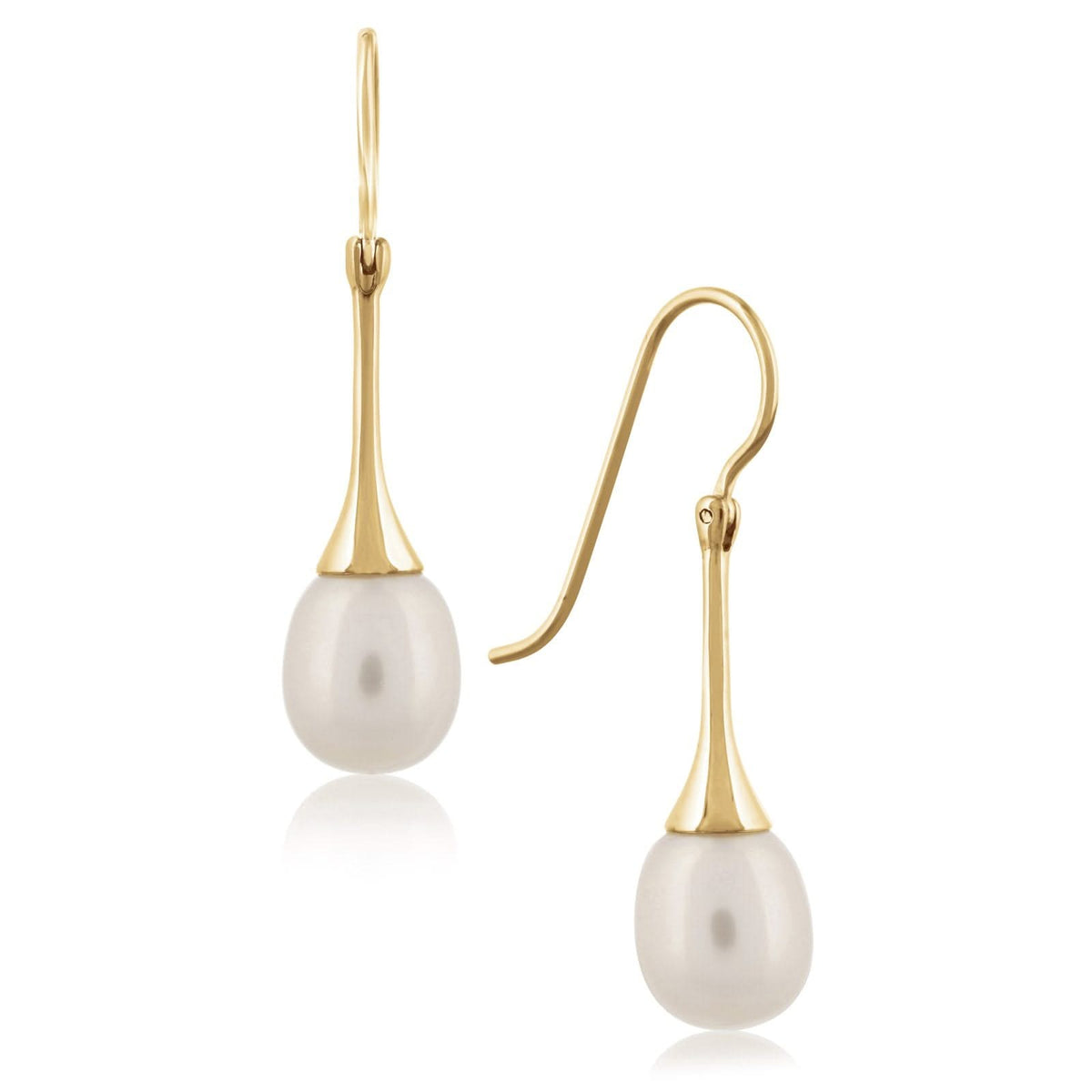 Estate Yellow Gold & Pearl Drop Earrings