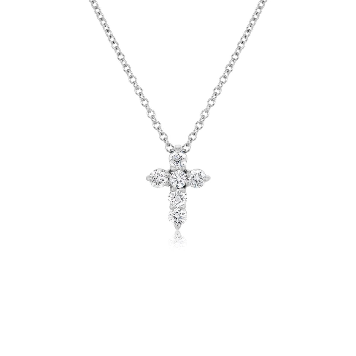 Tiny Diamond Cross Pendant Necklace