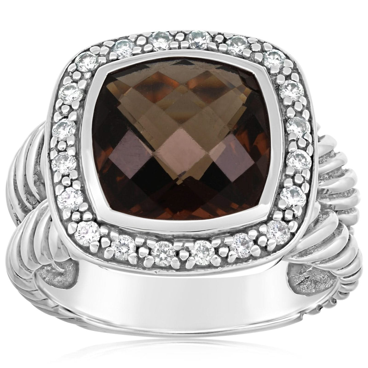 Estate David Yurman Albion Diamond & Smoky Quartz Ring