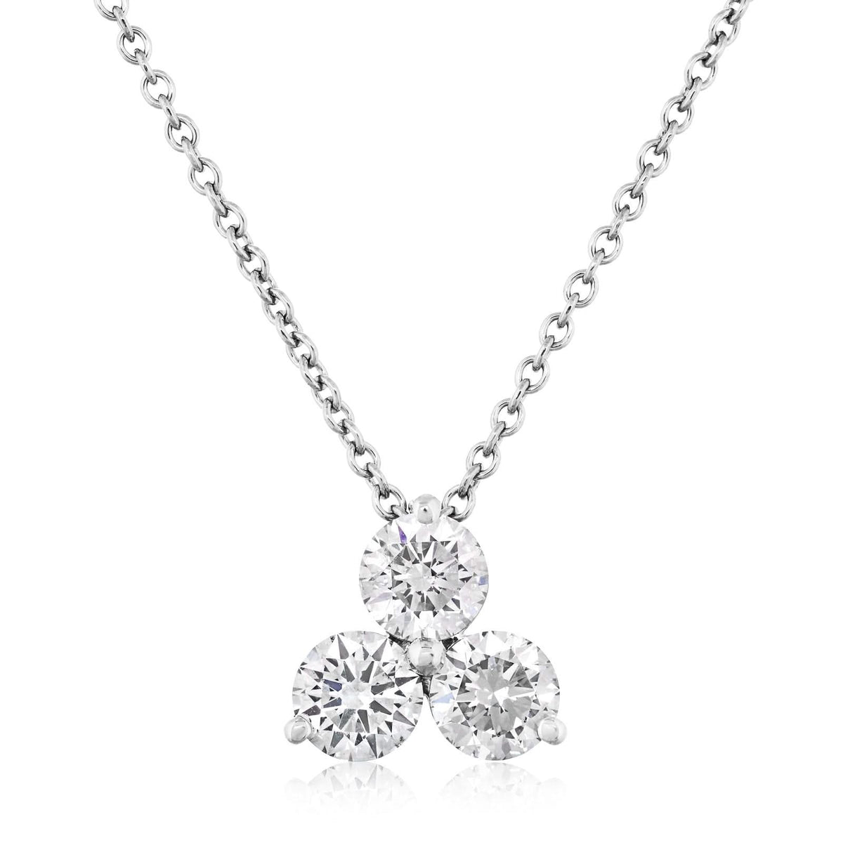 1 Carat Diamond Trio Cluster Pendant Necklace