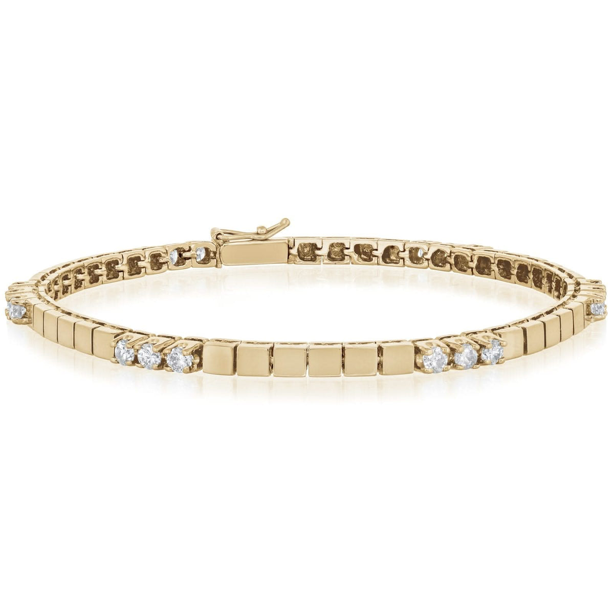 Estate Diamond & Gold Alternating Three Station Bracelet