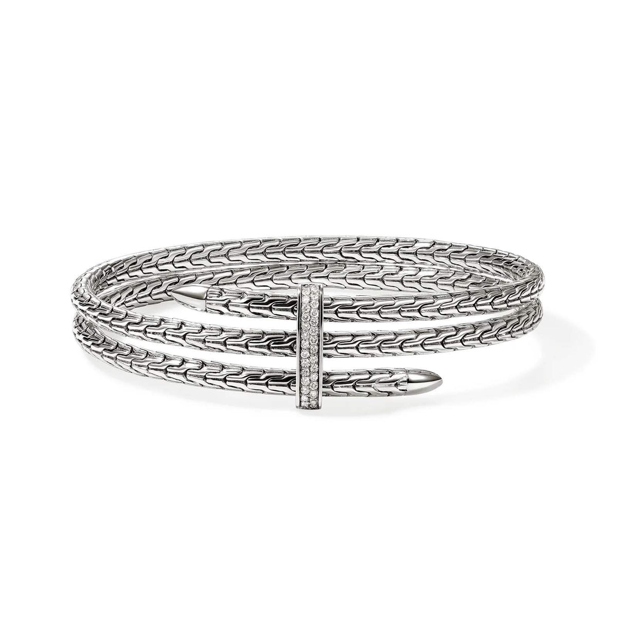 JOHN HARDY 4mm Spear Double Wrap Pavé Flex Cuff