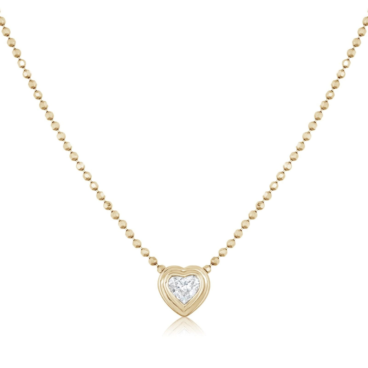 Double Bezel Diamond Heart Pendant Necklace