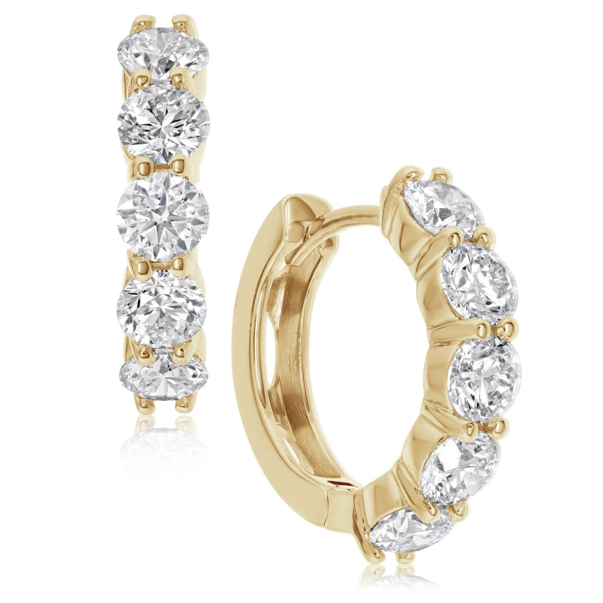2.17 Carat Diamond Huggie Hoop Earrings