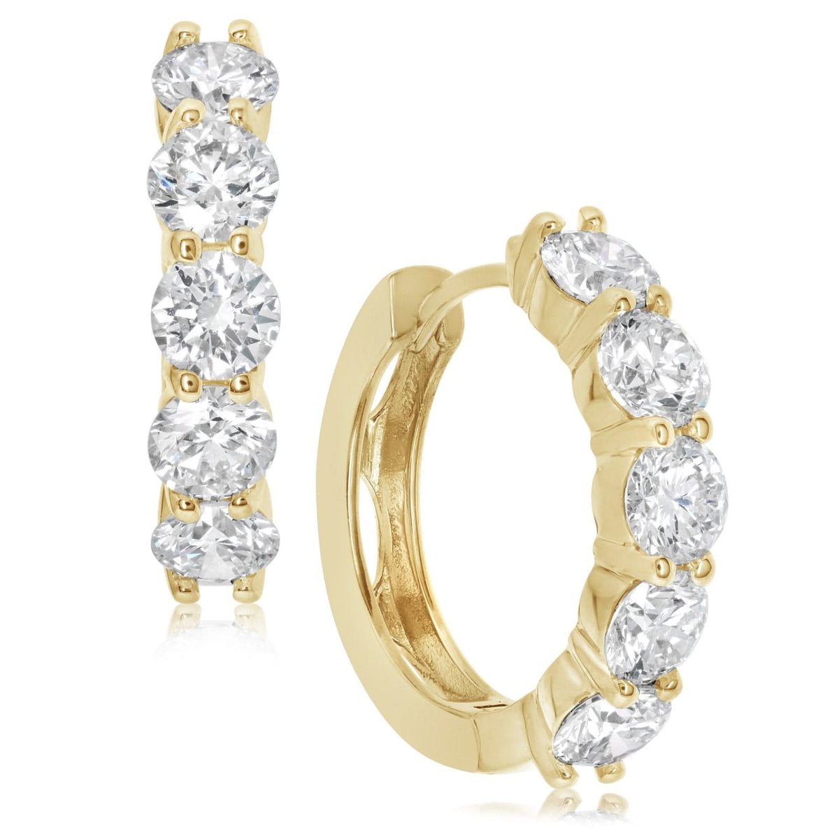 1.57 Carat Diamond Huggie Hoop Earrings