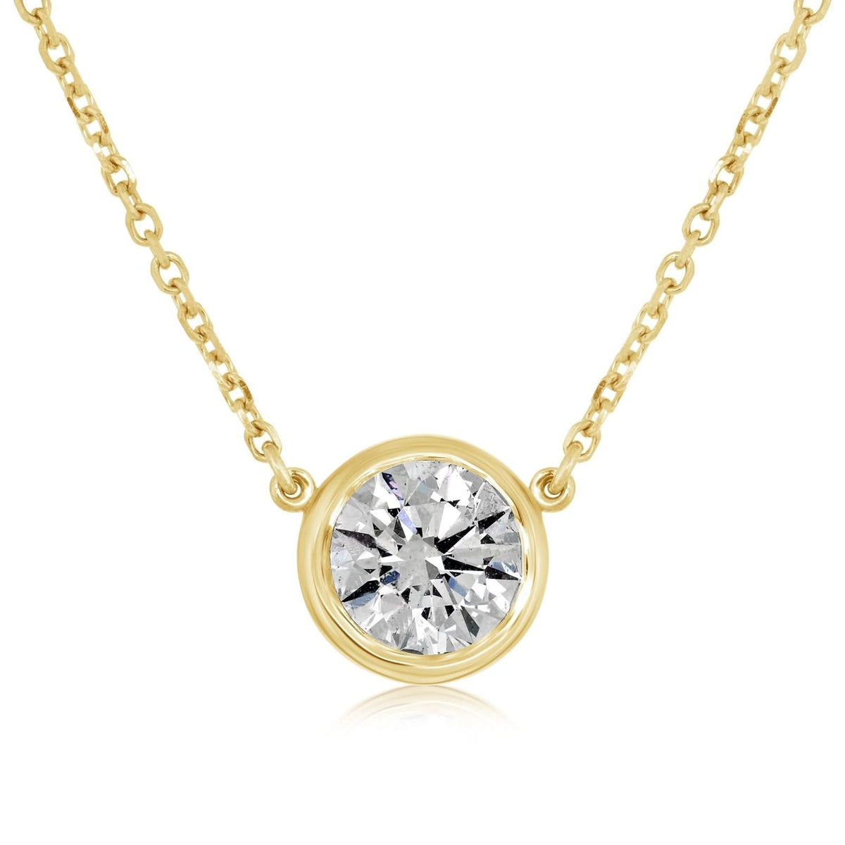 3/4 Carat Bezel Diamond Solitaire Pendant Necklace