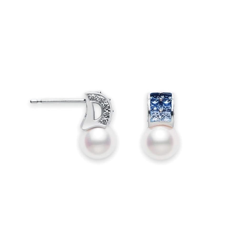 MIKIMOTO Akoya Pearl & Sapphire Earrings