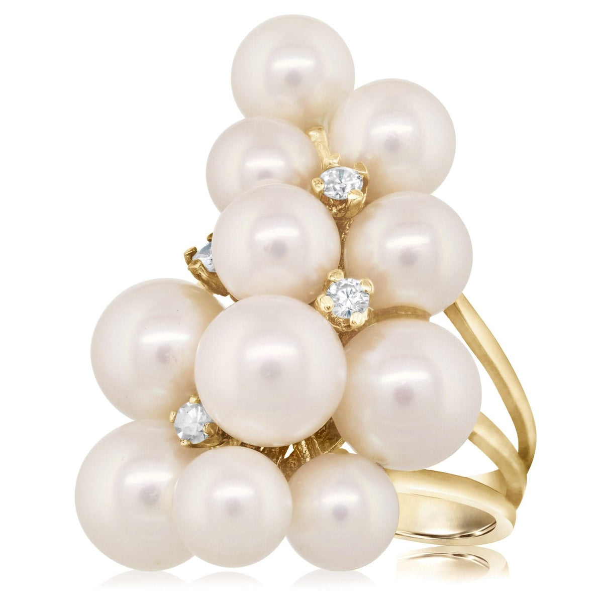 Estate Pearl & Diamond Ring