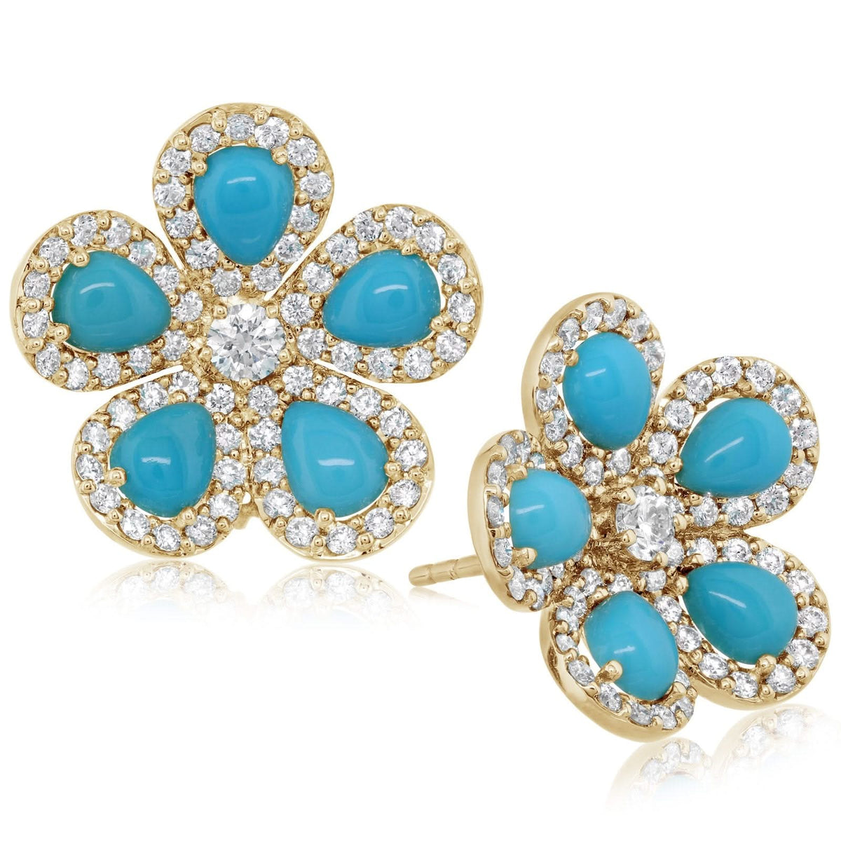 PIRANESI Turquoise & Diamond Classic Flower Earrings