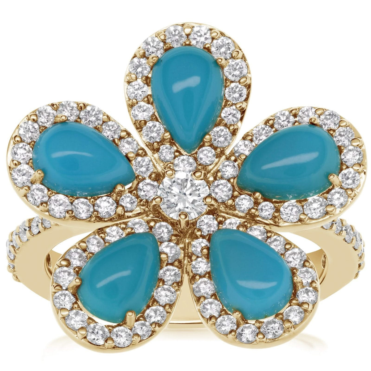 PIRANESI Turquoise & Diamond Classic Flower Ring