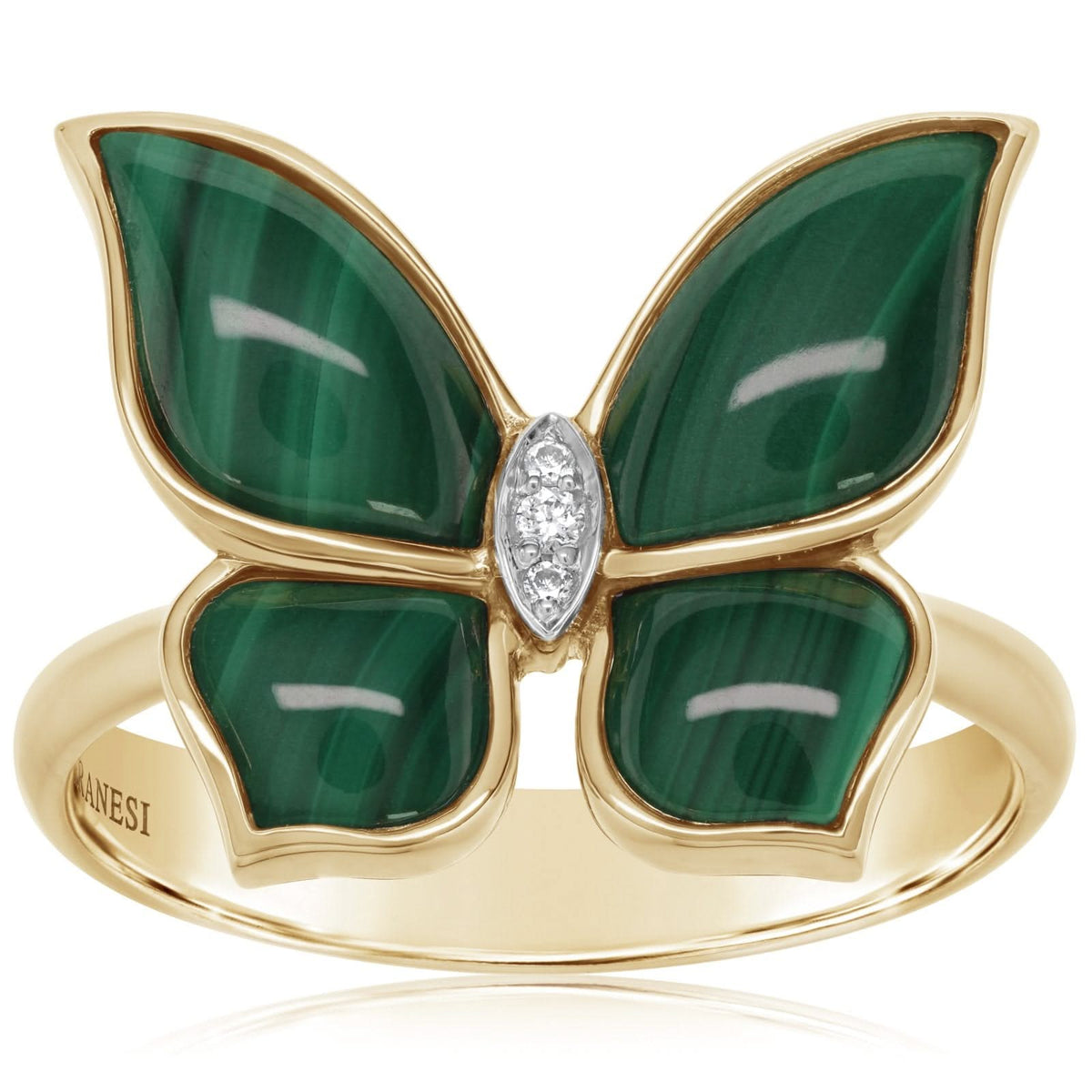 PIRANESI Malachite & Diamond Butterfly Ring