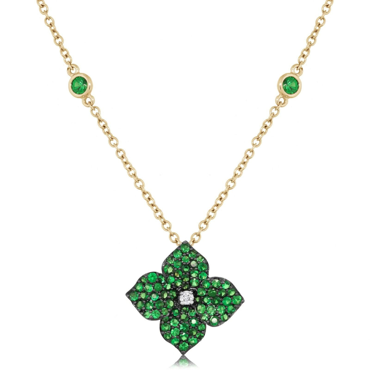 PIRANESI Green Tsavorite & Diamond Small Fiore Necklace