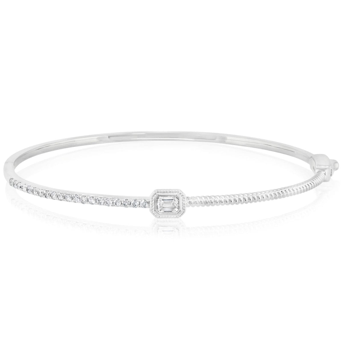 Emerald & Round Cut Diamond Bangle