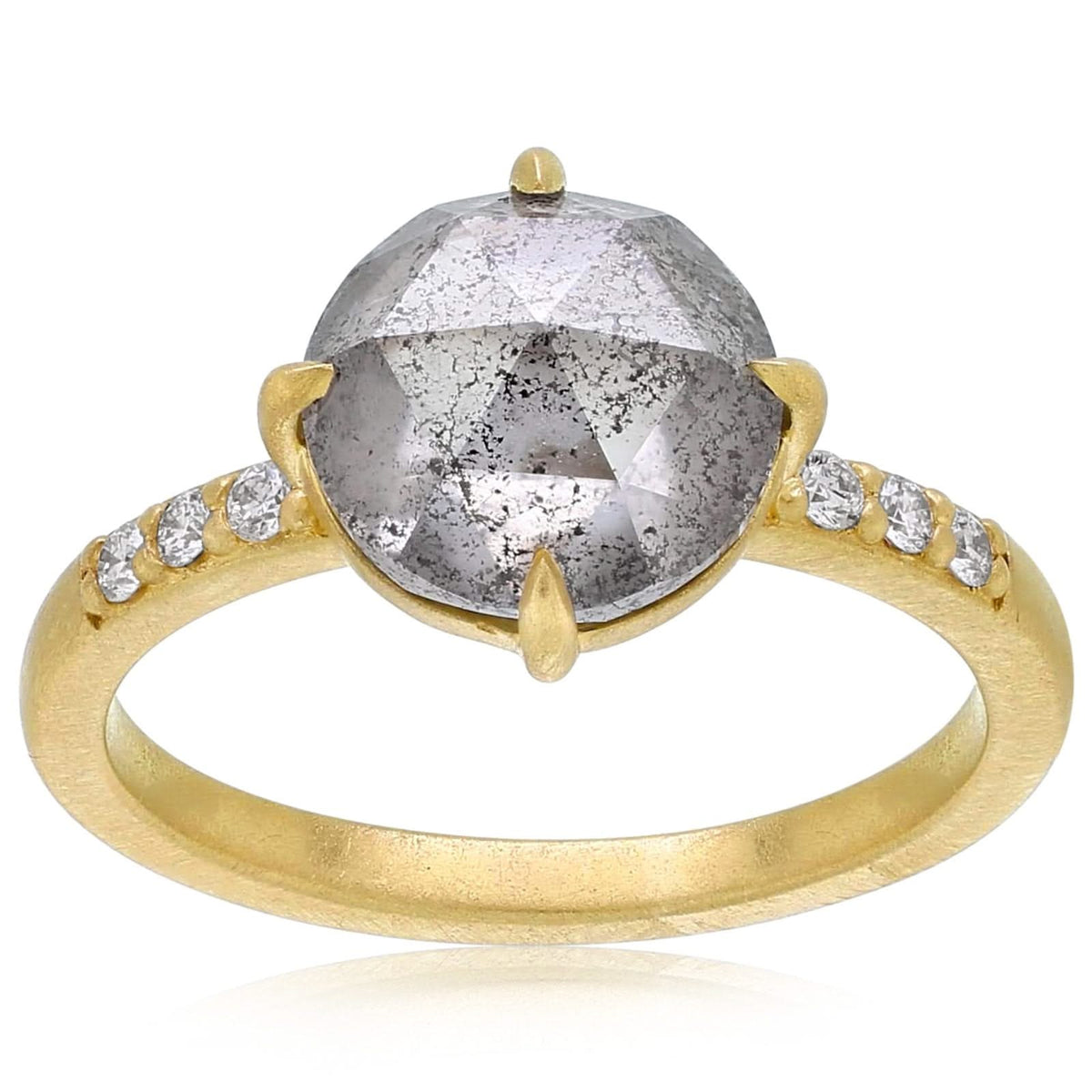 Complete Rose Cut Salt & Pepper Diamond Engagement Ring