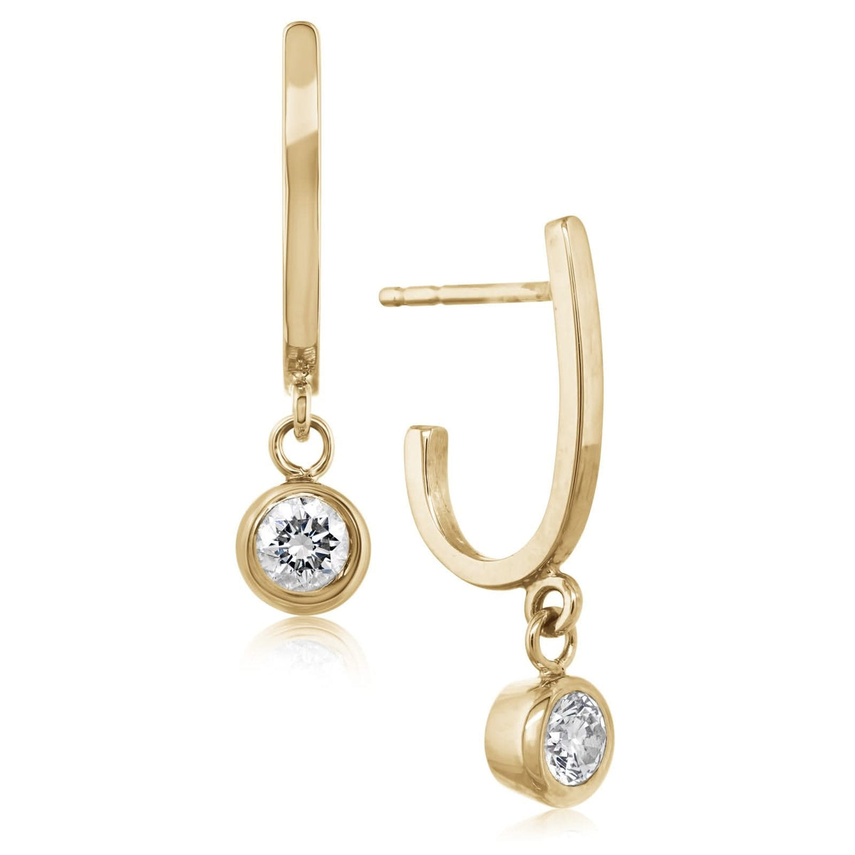Estate Diamond Drop J-Shape Earrings