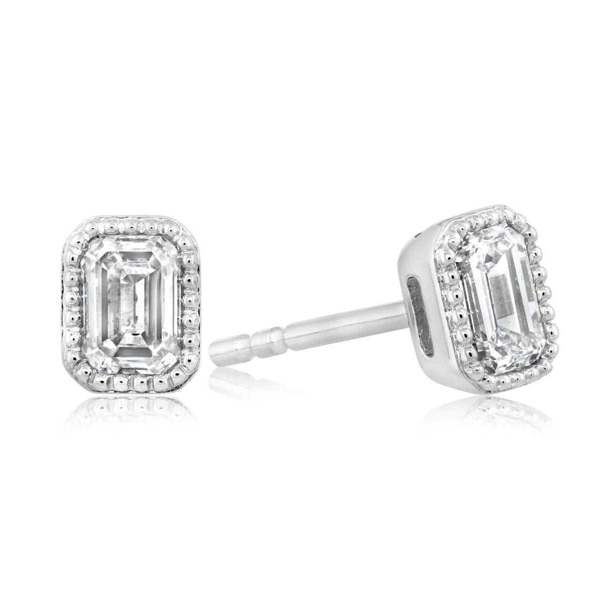Emerald Cut Diamond Stud Earrings