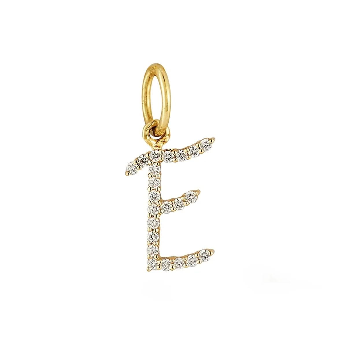 EF COLLECTION Diamond Script Initial 'E' Charm
