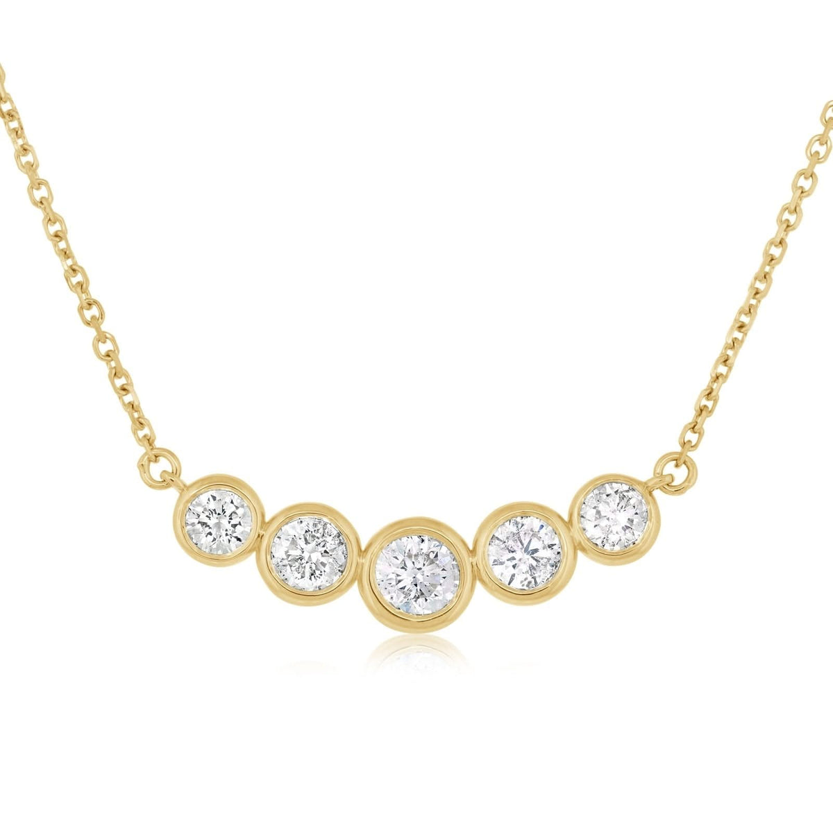 Graduated Bezel Diamond Bar Necklace