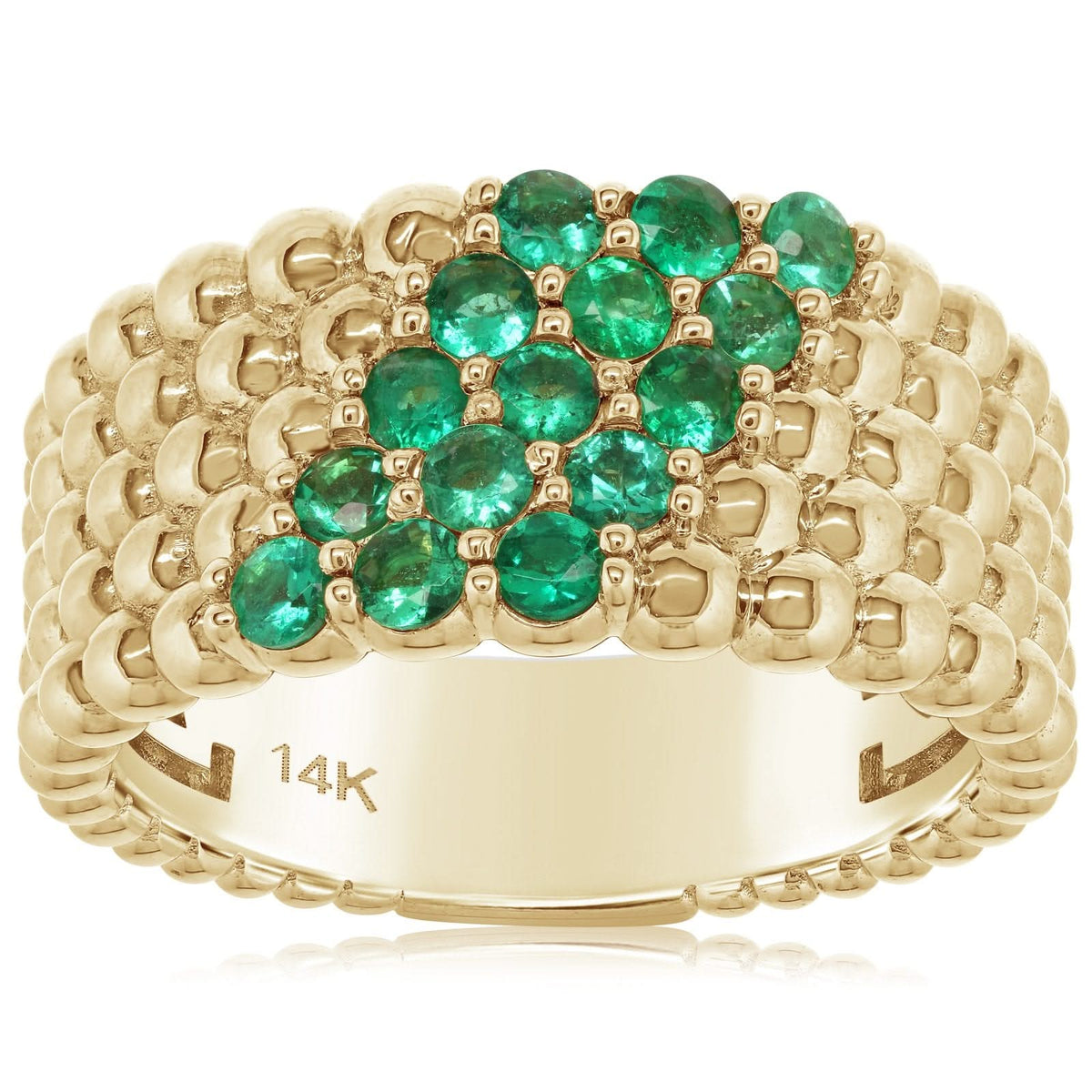 Emerald Wide Beaded Band