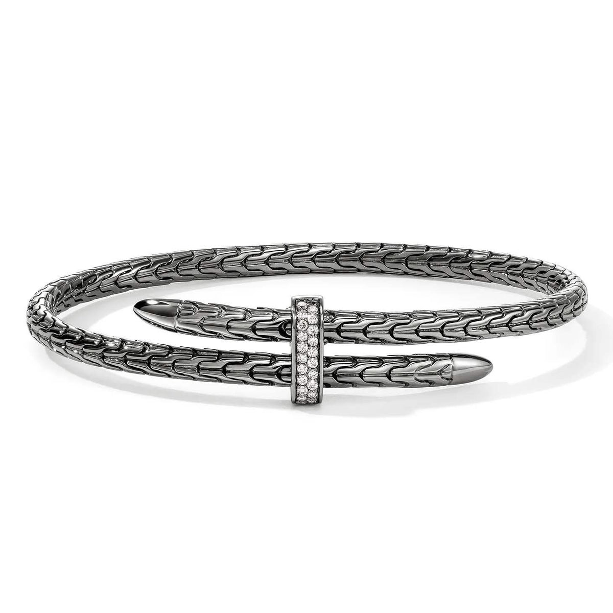 JOHN HARDY 4mm Spear Single Wrap Pavé Flex Cuff