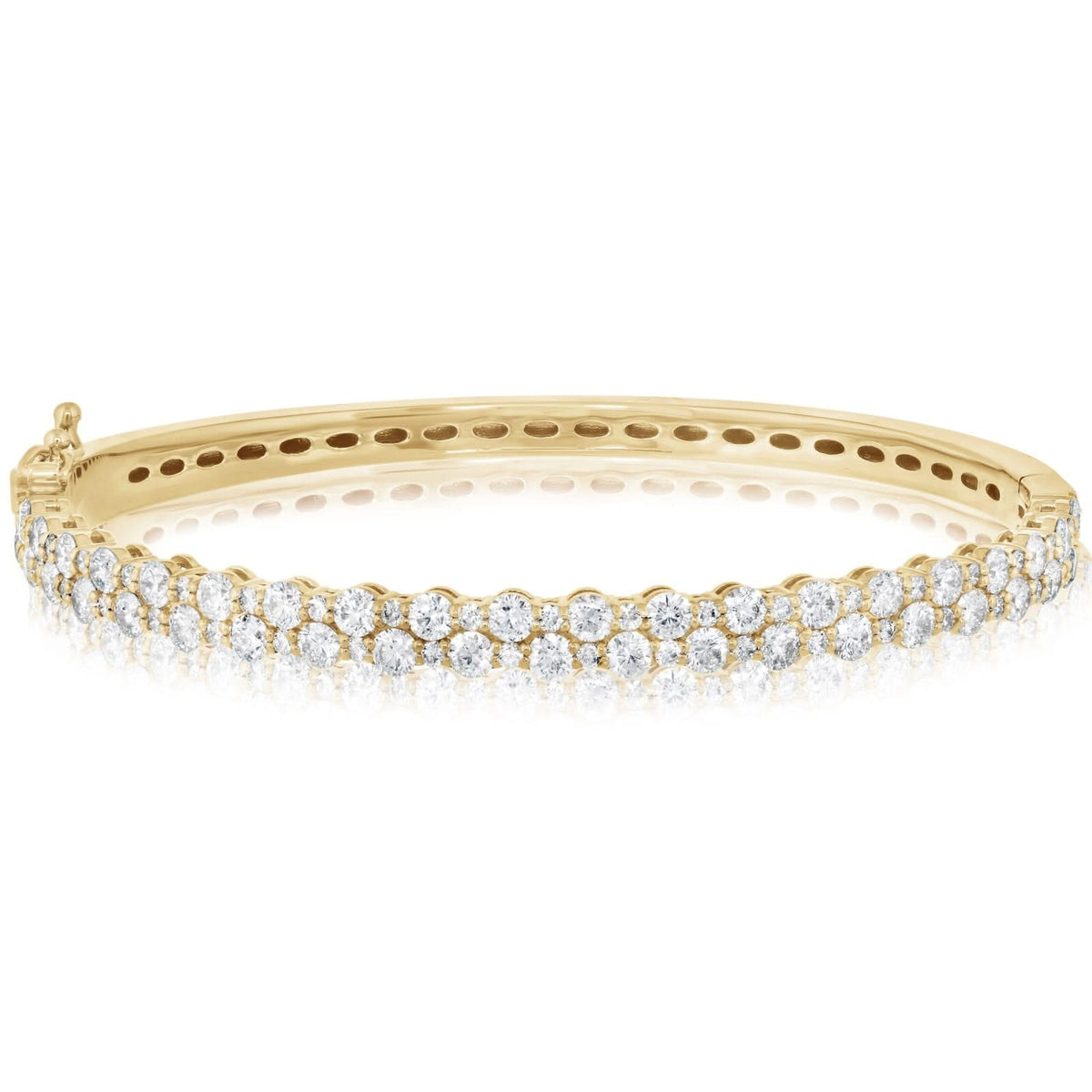 3.75 Carat Two Row Alternating Diamond Bangle Bracelet