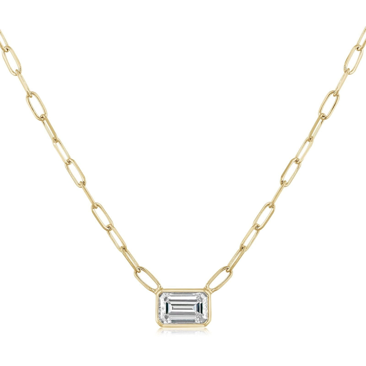 .47 Carat Emerald Cut Bezel Set Solitaire Necklace