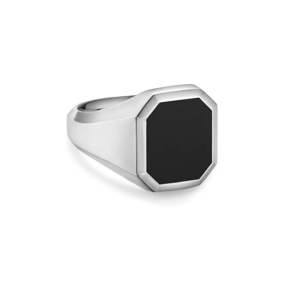 DAVID YURMAN Streamline Signet Ring in Sterling Silver with Black Onyx, 18mm