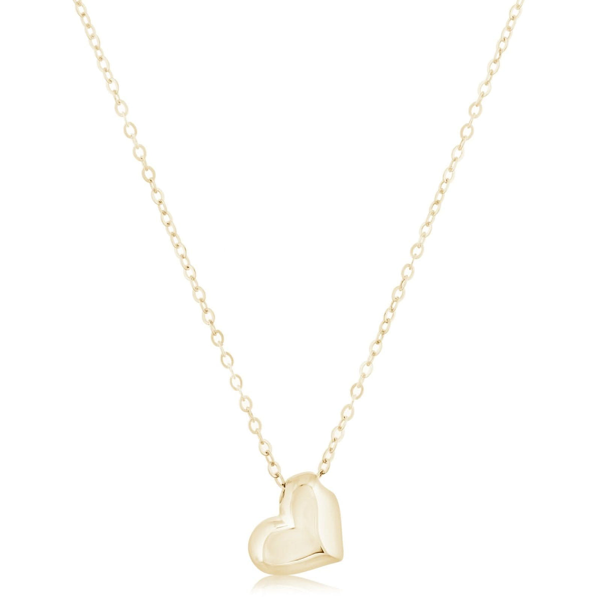 Gold Puffed Heart Pendant Necklace