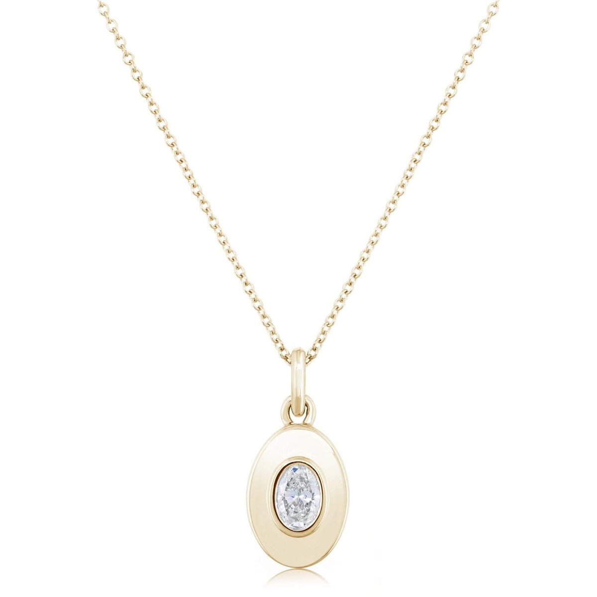 Oval Diamond Disc Pendant