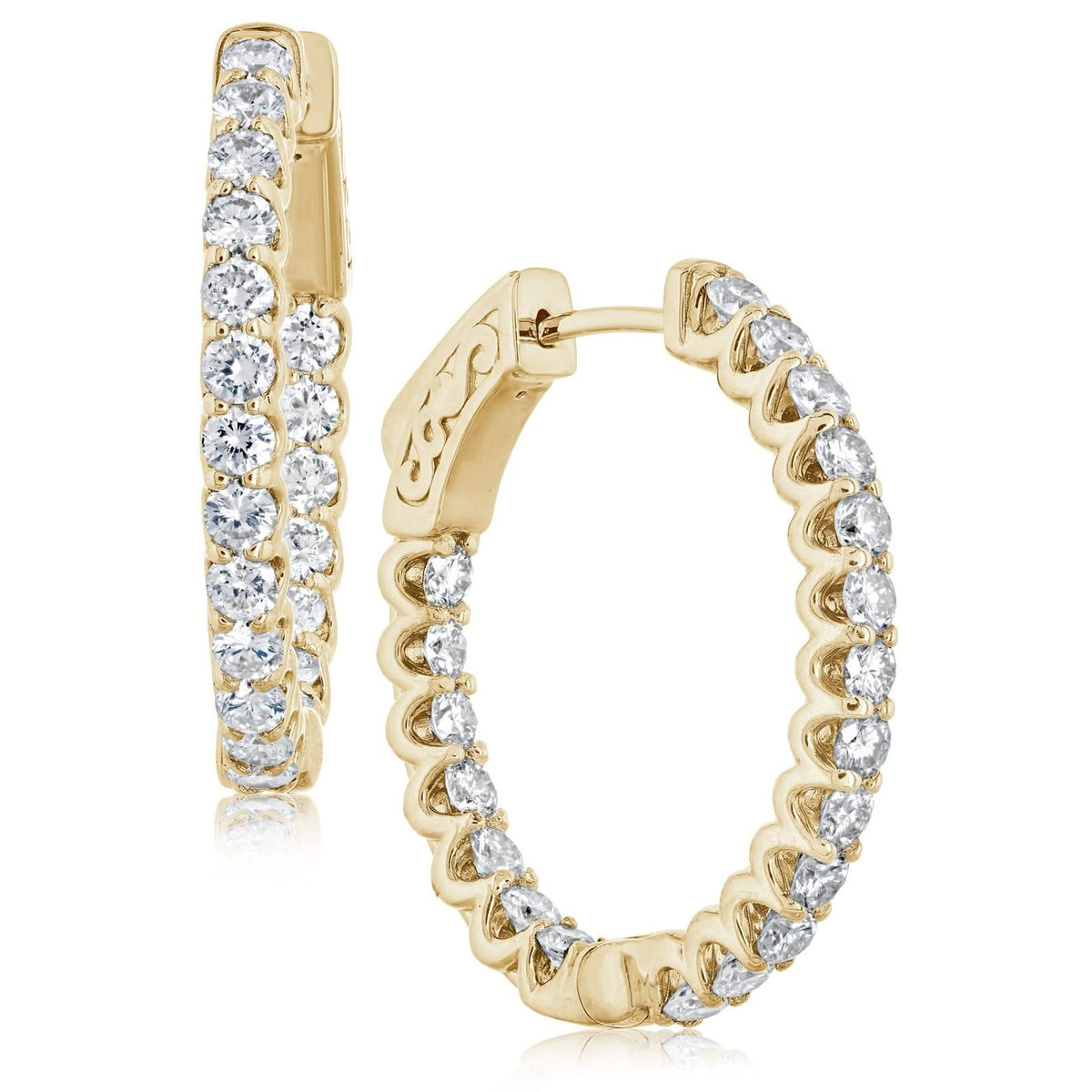 Oval Diamond Inside Out Hoop Earrings