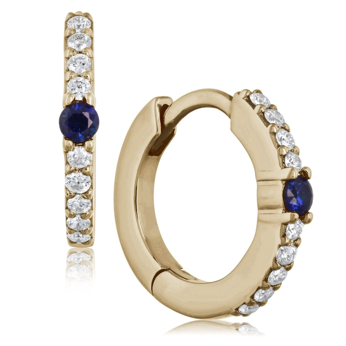 Sapphire & Diamond Huggie Hoop Earrings