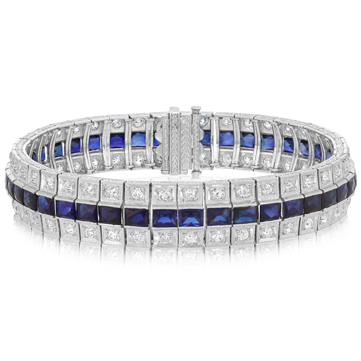 Estate Blue Sapphire & French Cut Diamond Bracelet