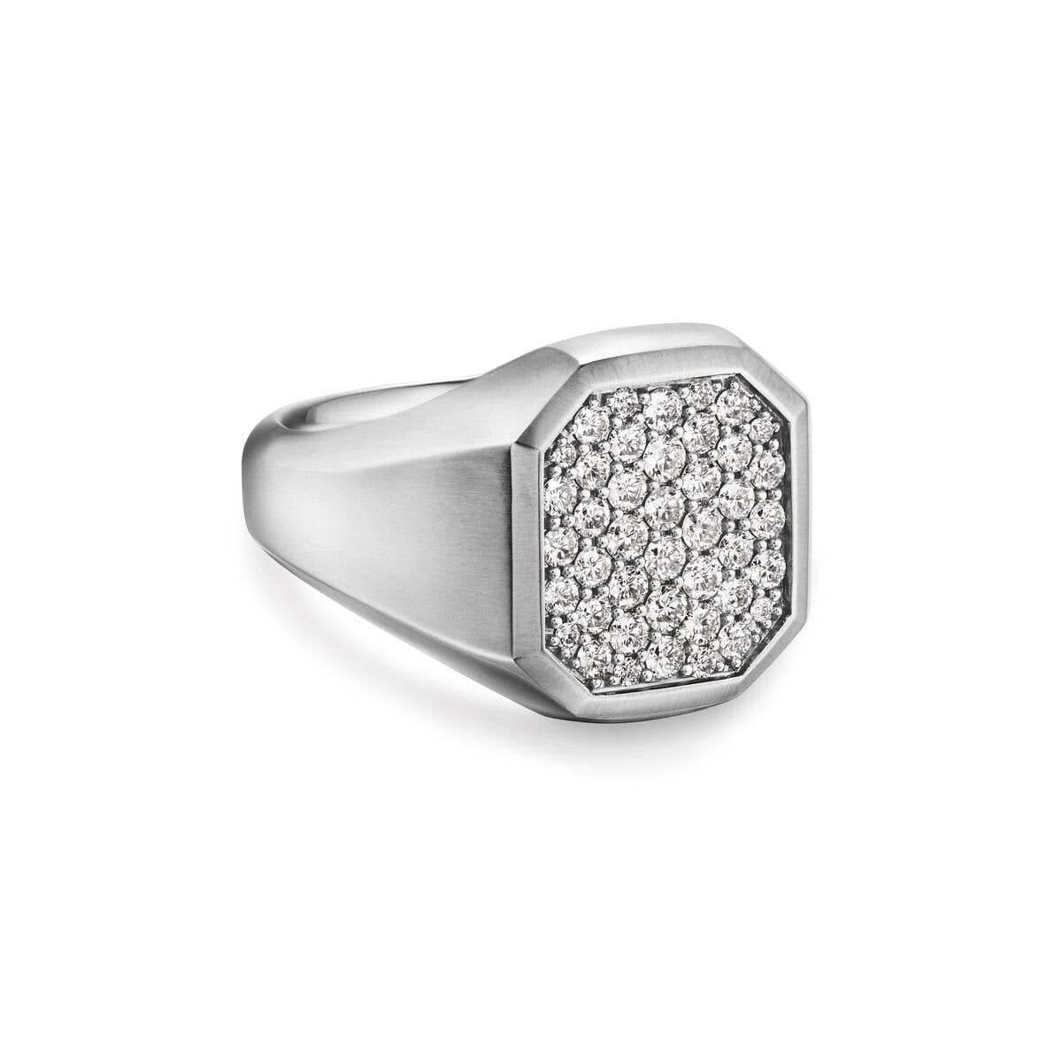 DAVID YURMAN Streamline Signet Ring in Sterling Silver with Diamonds, 18mm
