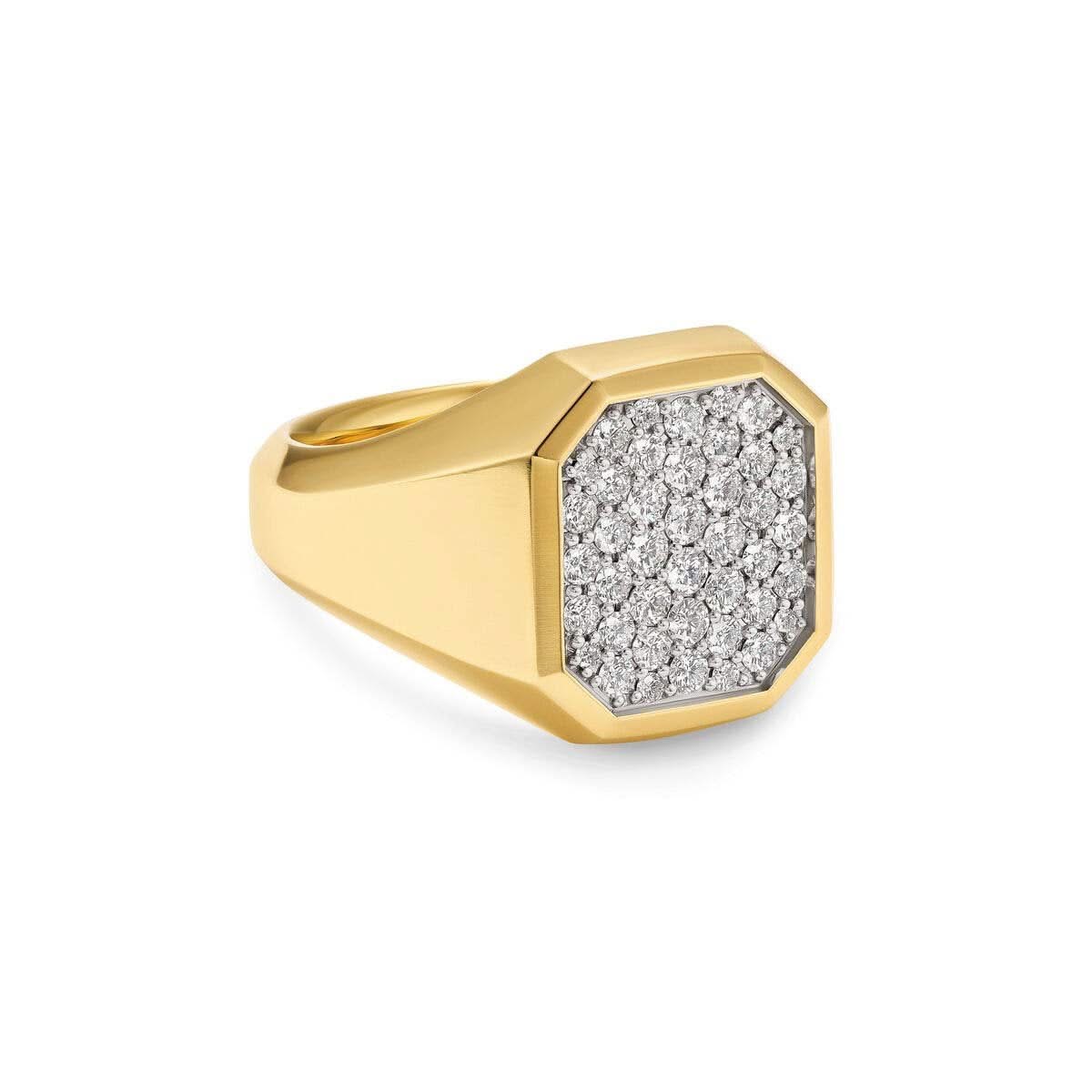 DAVID YURMAN Streamline Signet Ring in 18K Yellow Gold with Diamonds, 18mm