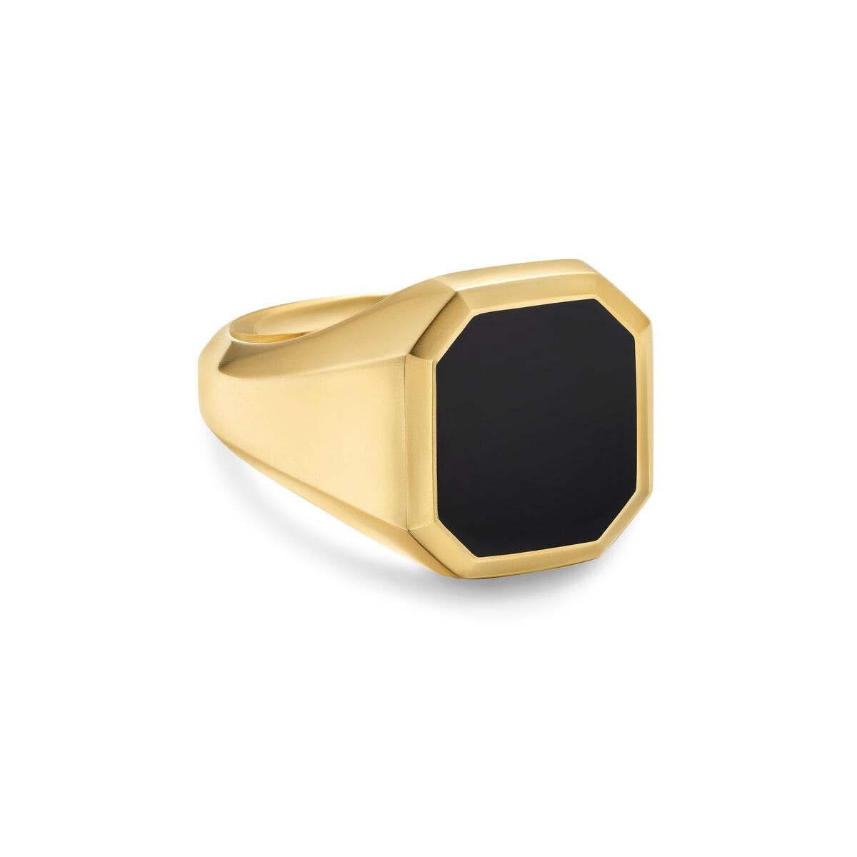 DAVID YURMAN Streamline Signet Ring in 18K Yellow Gold with Black Onyx, 18mm
