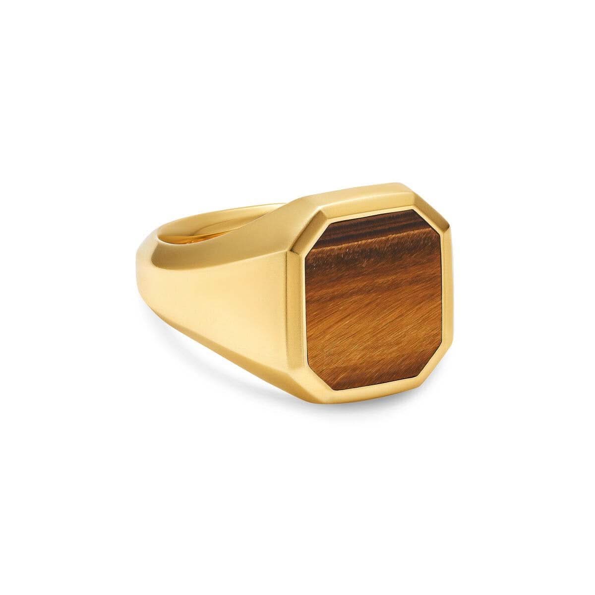 DAVID YURMAN Streamline Signet Ring in 18K Yellow Gold with Tiger's Eye, 18mm