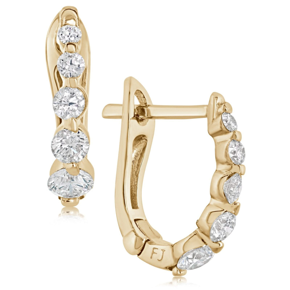 Single Shared Prong Hoop Earrings