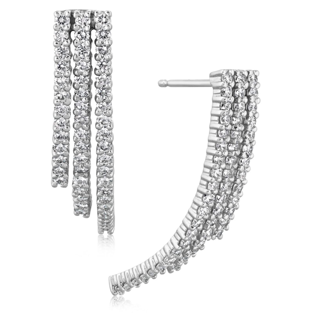Diamond Triple Row Earrings