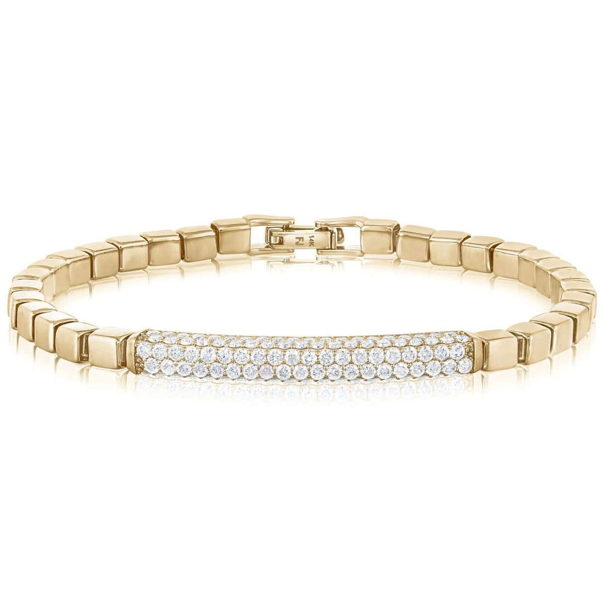 Diamond Bar Block Link Bracelet