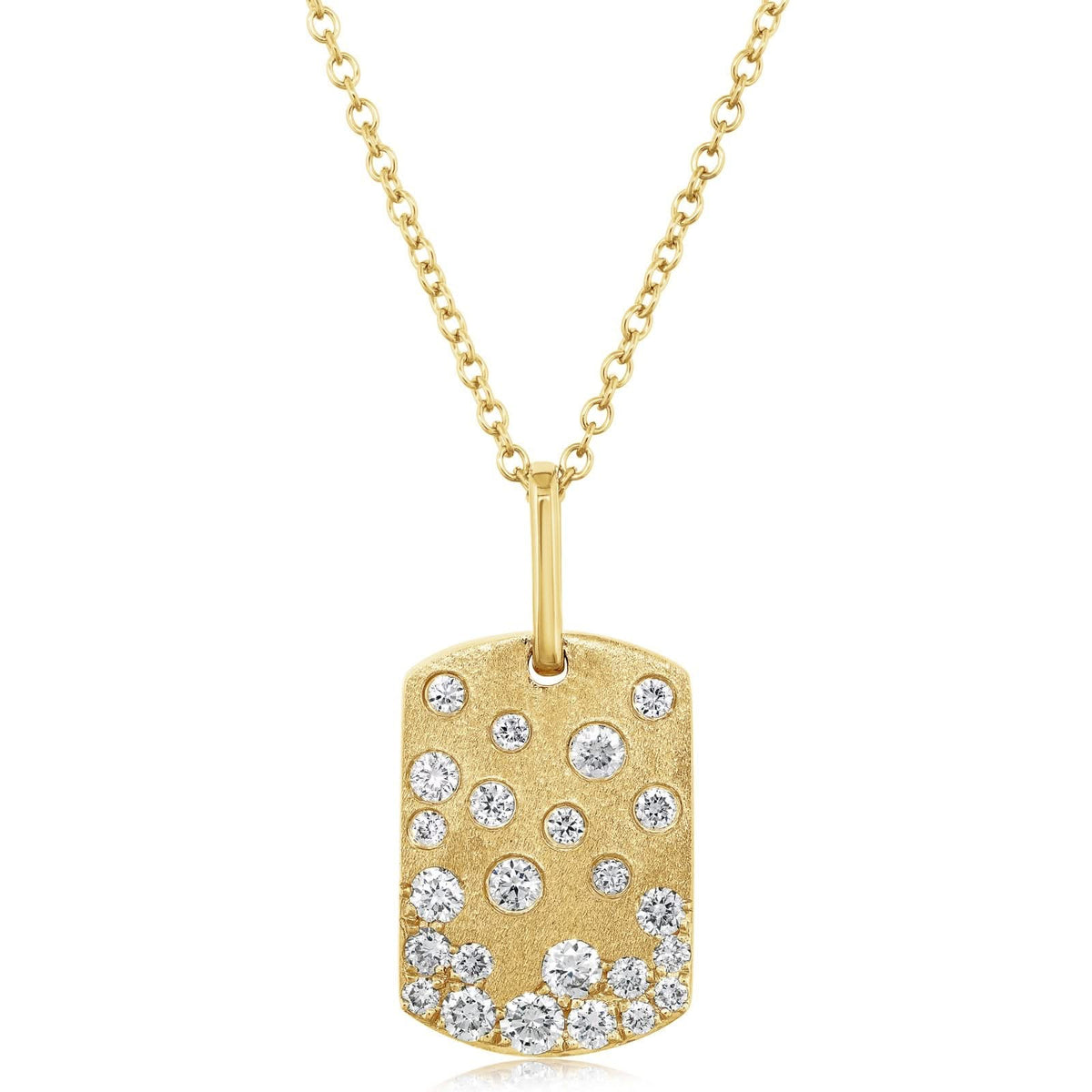 DILAMANI Diamond Confetti Dog Tag Pendant Necklace